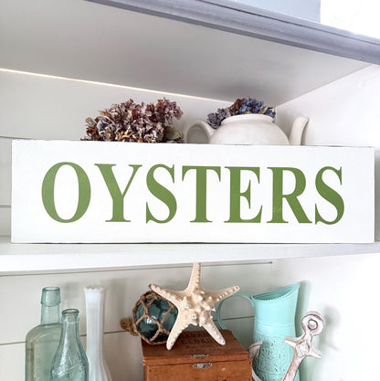 Oysters Sign – Handmade Coastal Kitchen Wood Decor