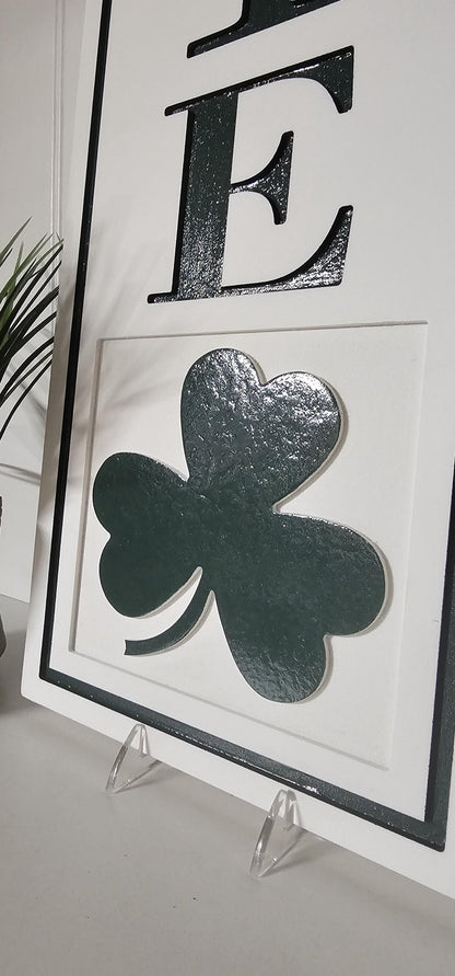 Extra Large Irish Shamrock Address Sign – 8"x32" Weatherproof PVC, Custom Carved