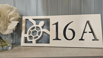Custom Sea Turtle Address Sign – Personalized Coastal Home Decor, Weatherproof PVC