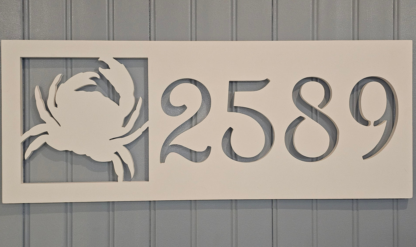 Custom Crab Address Sign – Coastal Nautical Home Decor, Weatherproof PVC