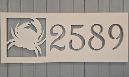 Custom Crab Address Sign – Coastal Nautical Home Decor, Weatherproof PVC