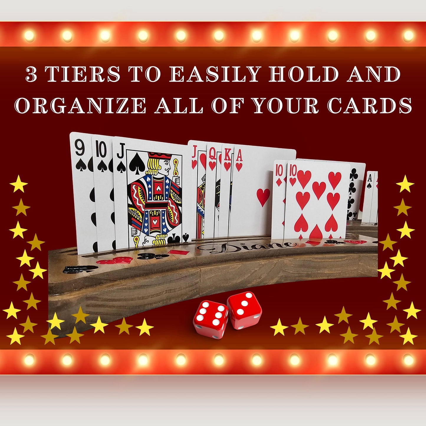 Personalized Playing Card Holders – Set of 2, Solid Wood Game Night Gift
