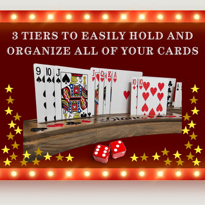 Personalized Playing Card Holders – Set of 2, Solid Wood Game Night Gift