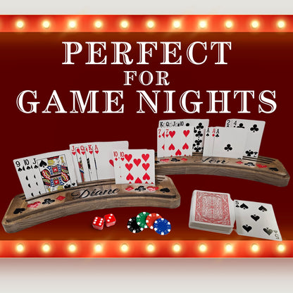 Personalized Playing Card Holders – Set of 2, Solid Wood Game Night Gift