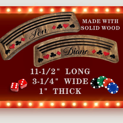 Personalized Playing Card Holders – Set of 2, Solid Wood Game Night Gift