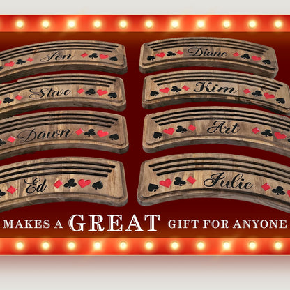Personalized Playing Card Holders – Set of 2, Solid Wood Game Night Gift
