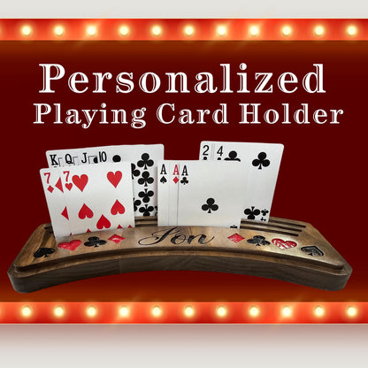 Personalized Playing Card Holders – Set of 2, Solid Wood Game Night Gift