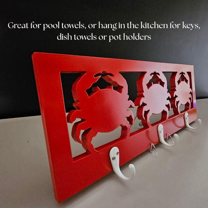 Crab Towel Hook – Coastal Wall Organizer for Beach Towels, Keys & Accessories