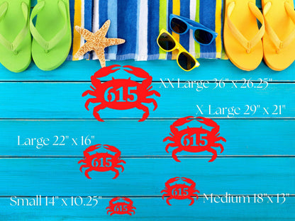 Crab Shaped Address Plaque – Coastal Home Decor, 100% Weatherproof PVC