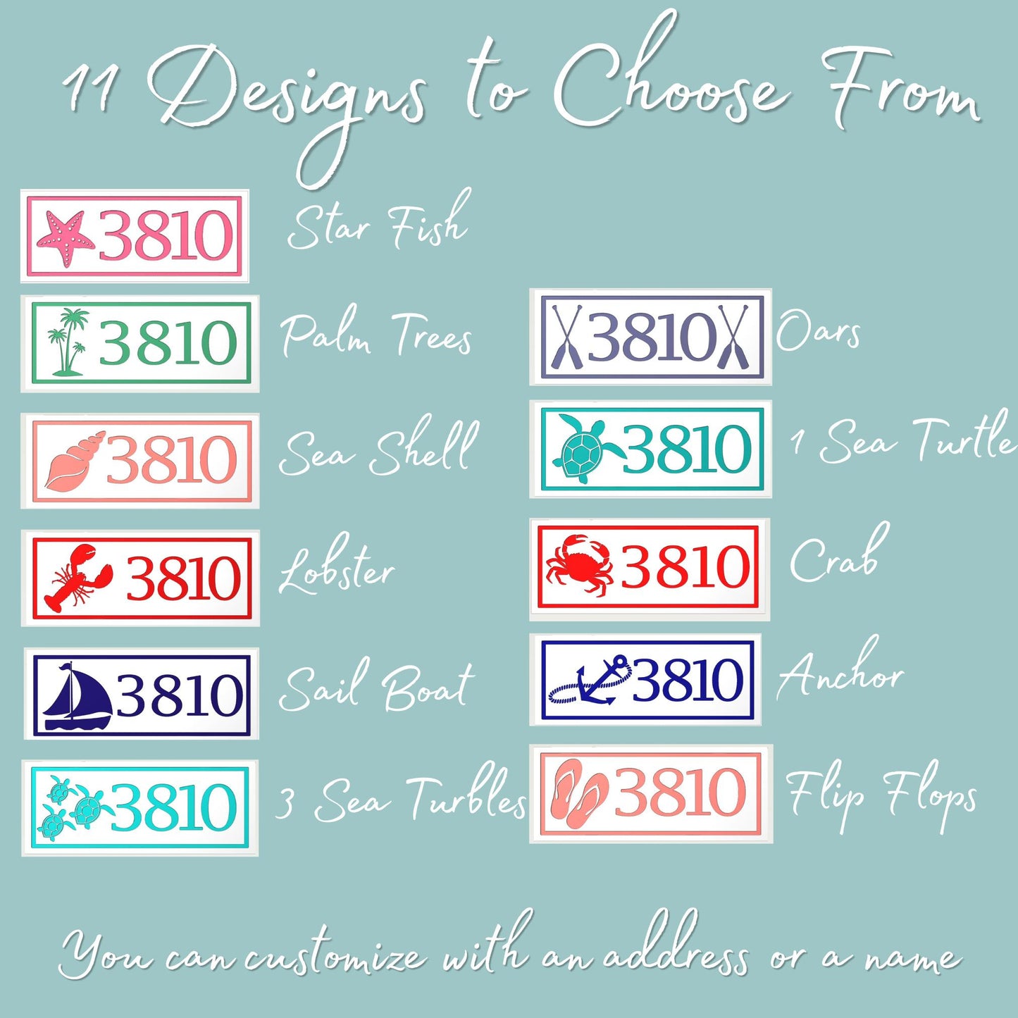 Custom Nautical Address Sign – Coastal Home Decor, 10+ Designs, Weatherproof PVC