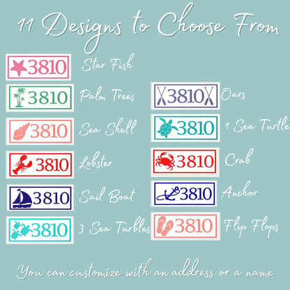 Custom Nautical Address Sign – Coastal Home Decor, 10+ Designs, Weatherproof PVC