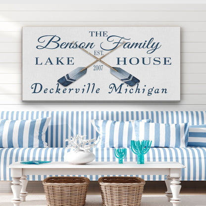 Personalized Coordinates Canvas Sign with Rustic Oars – Nautical Wall Art