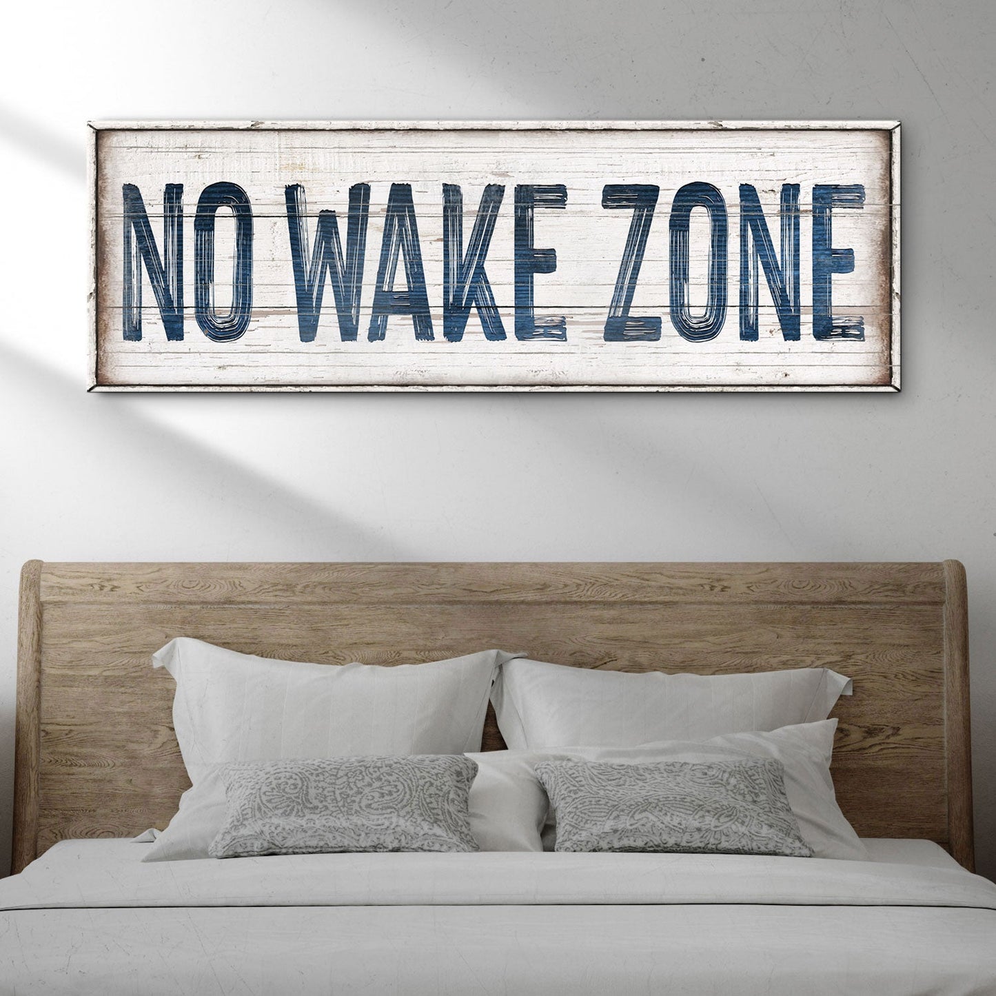 No Wake Zone Canvas Wall Art — Coastal Bedroom & Lake House Sign
