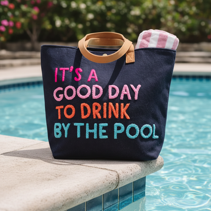 Navy Tote Pool Edge Detail