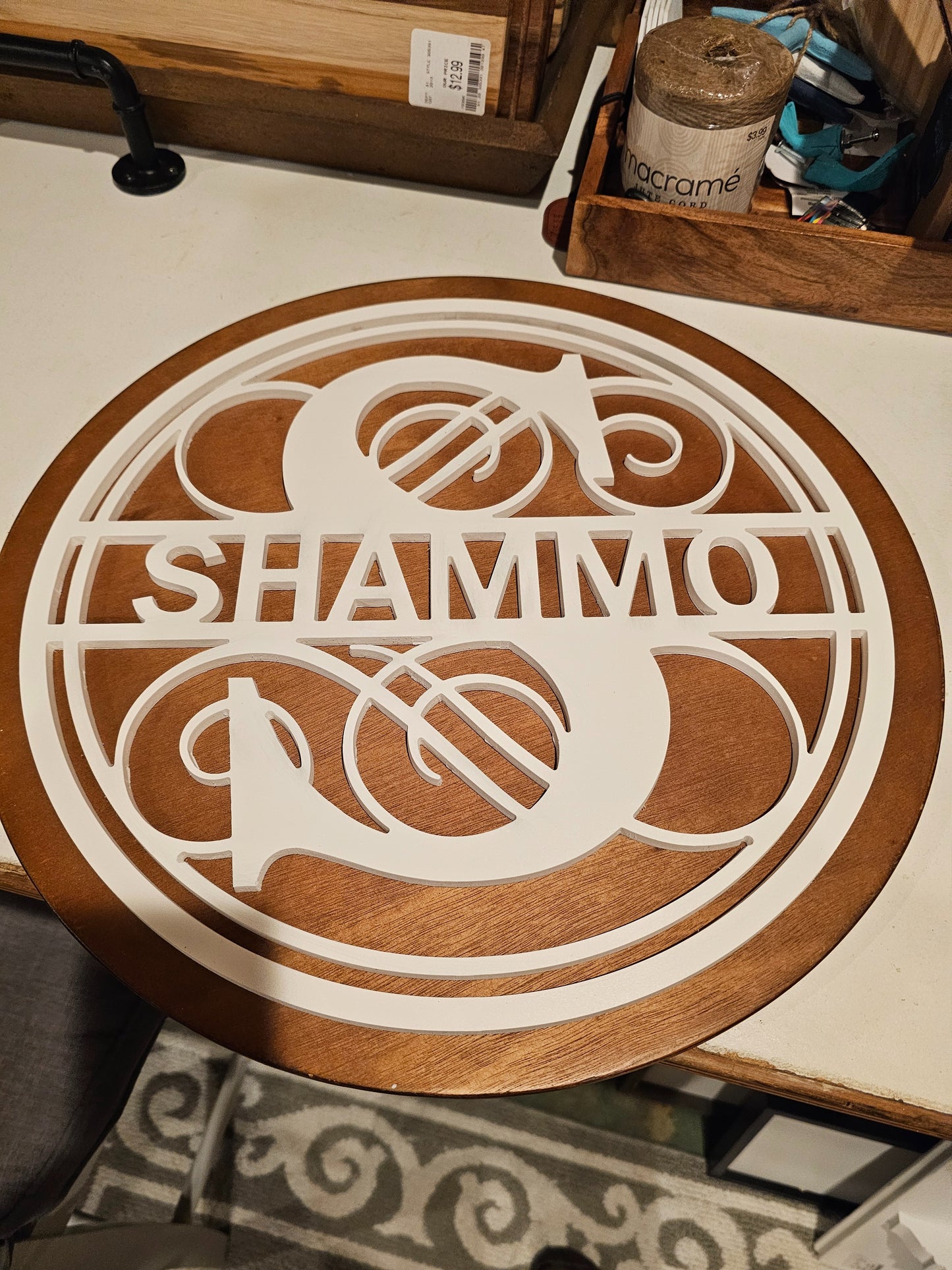 Custom Monogram Last Name Sign – CNC-Milled Wood, Personalized Family Decor